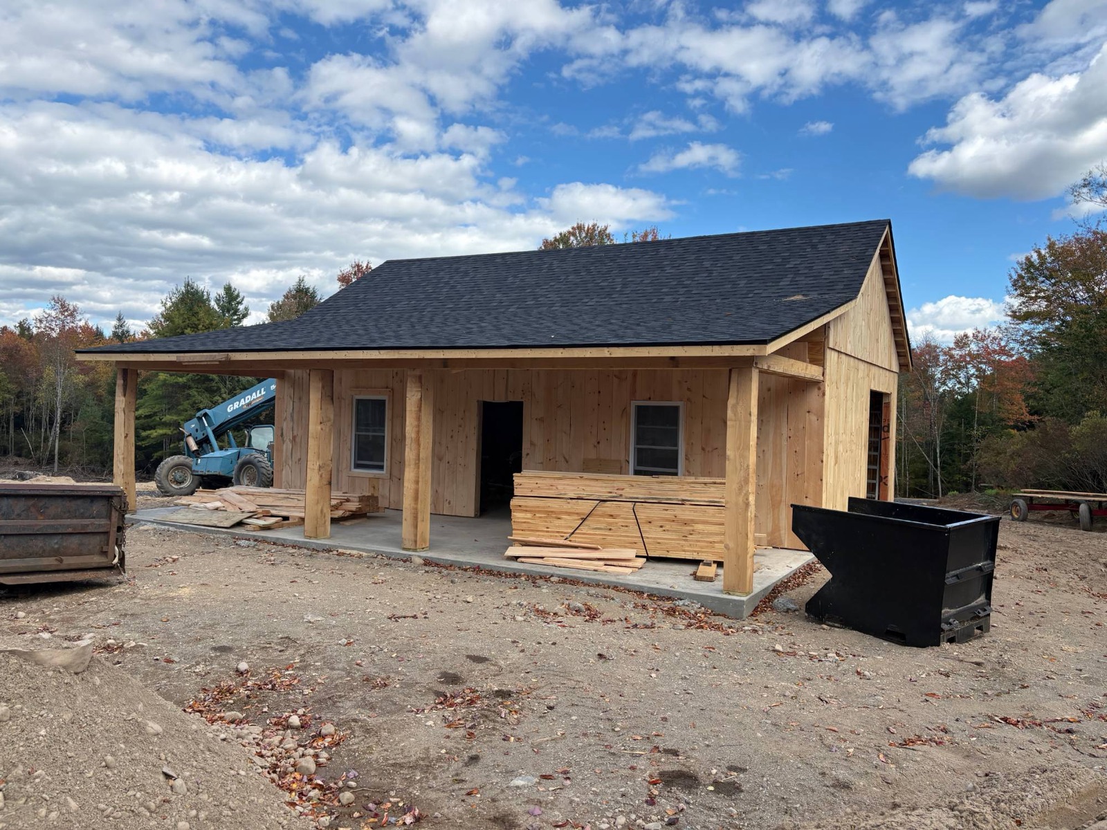 The new Christmas tree shop under construction with a covered porch