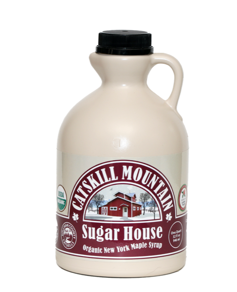 Quart jug of organic New York maple syrup